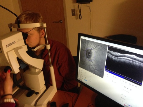 Here you can see the doctor taking the photos of my eyes and the retinal nerve.