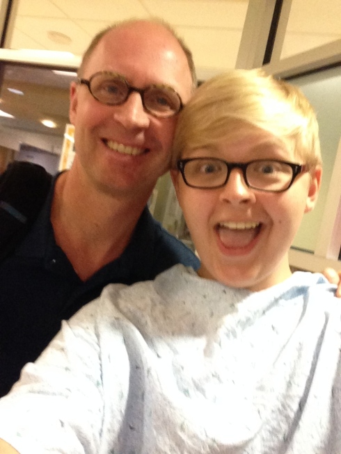 Selfie with Dad right before going in for surgery to have the port taken out.