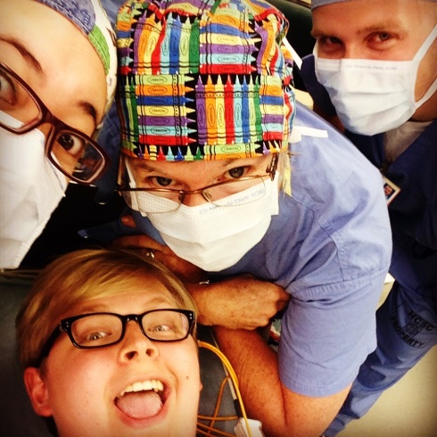 I took a selfie with the surgeons right before going under. Don't worry, they were super cool with it.